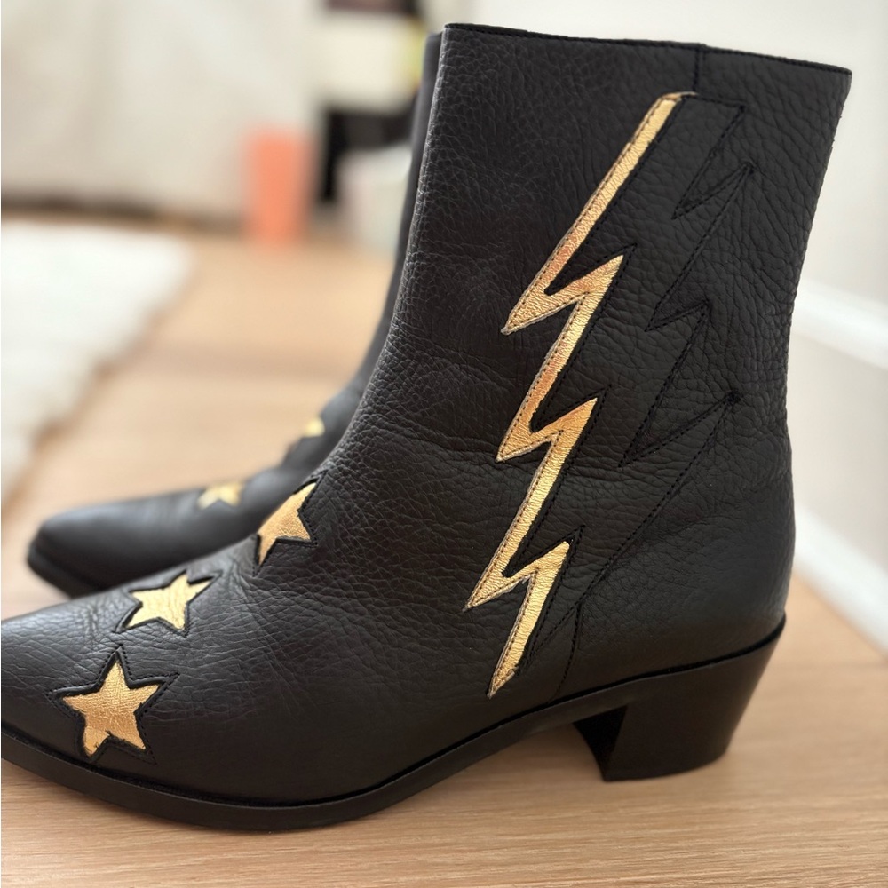 Black and Gold Women's Ankle Boots